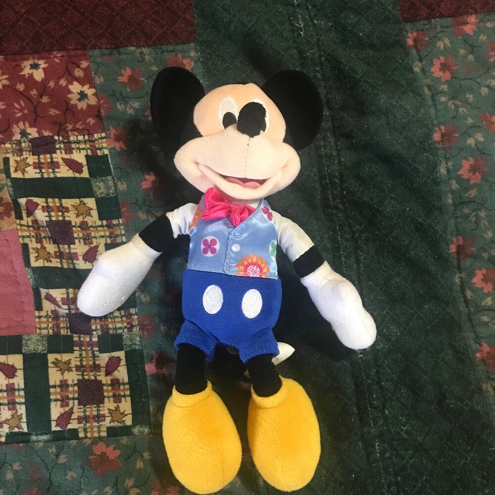 Mickey Mouse Plush Blue Vest Red Bow Tie